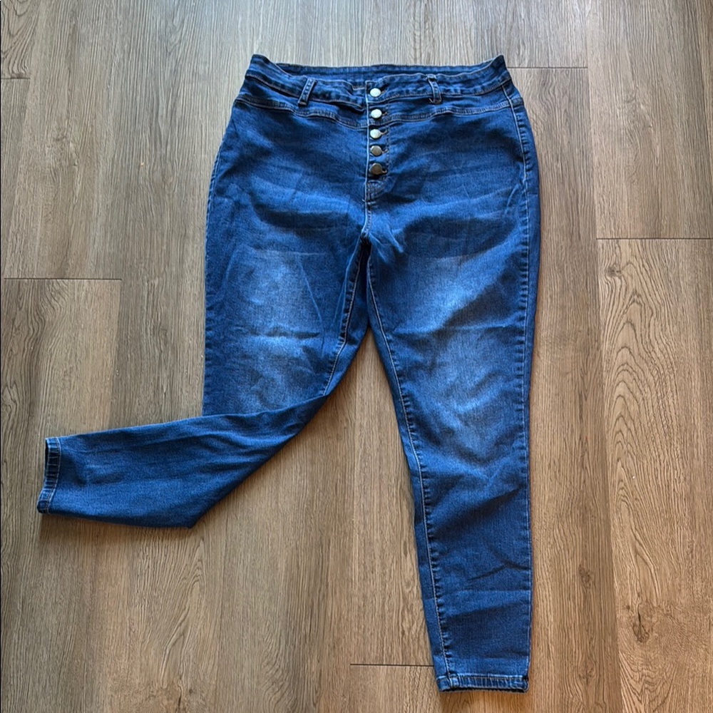 SHEIN Blue High Rise Jeans Slim Fit
